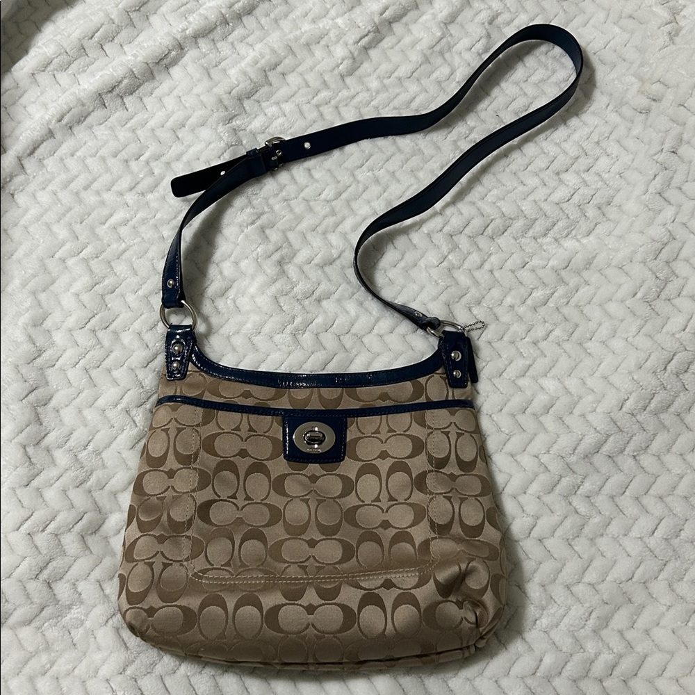 Coach Blue and Tan Crossbody Bag